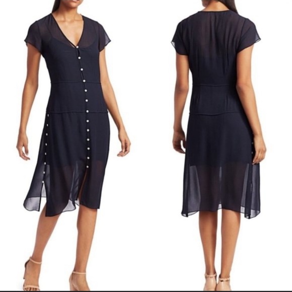Rag & Bone Women's McCormick Navy Button Up Viscose Midi Dress NWT - Picture 1 of 6